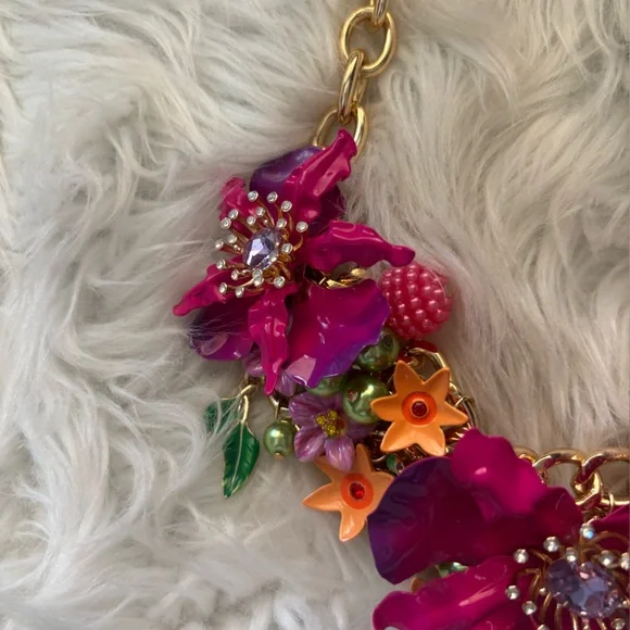 Betsey Johnson Pink and Purple Floral Necklace - Picture 3 of 5